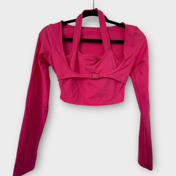Halará Pink Long Sleeve Crop Top - Picture 2 of 5